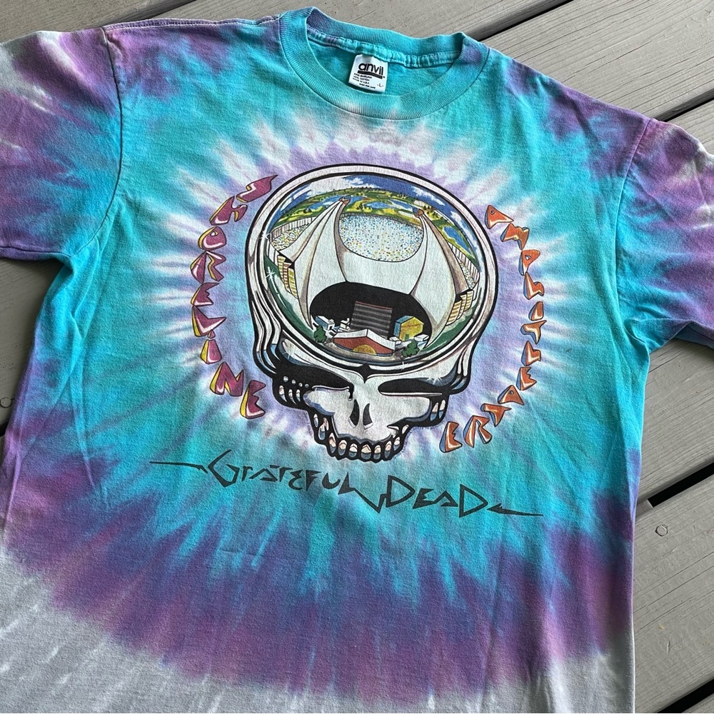 Vintage 90’s Grateful Dead Shoreline Amphitheater California Tie Dye Shirt Large